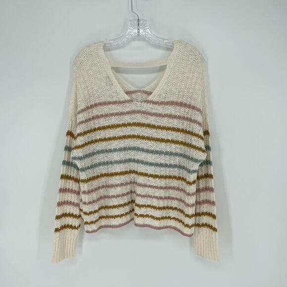 So Stripe V-Neck Knit Sweater Size Large - Picture 5 of 7